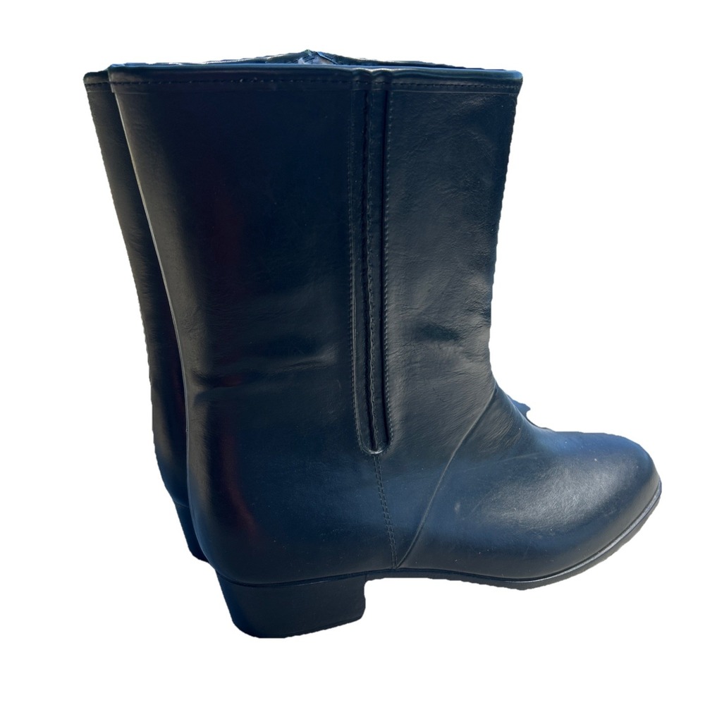 Woodbridge Rubber Rain Boots Waterproof Black 9 Zip Lined Vintage Granny Garden - Picture 3 of 10